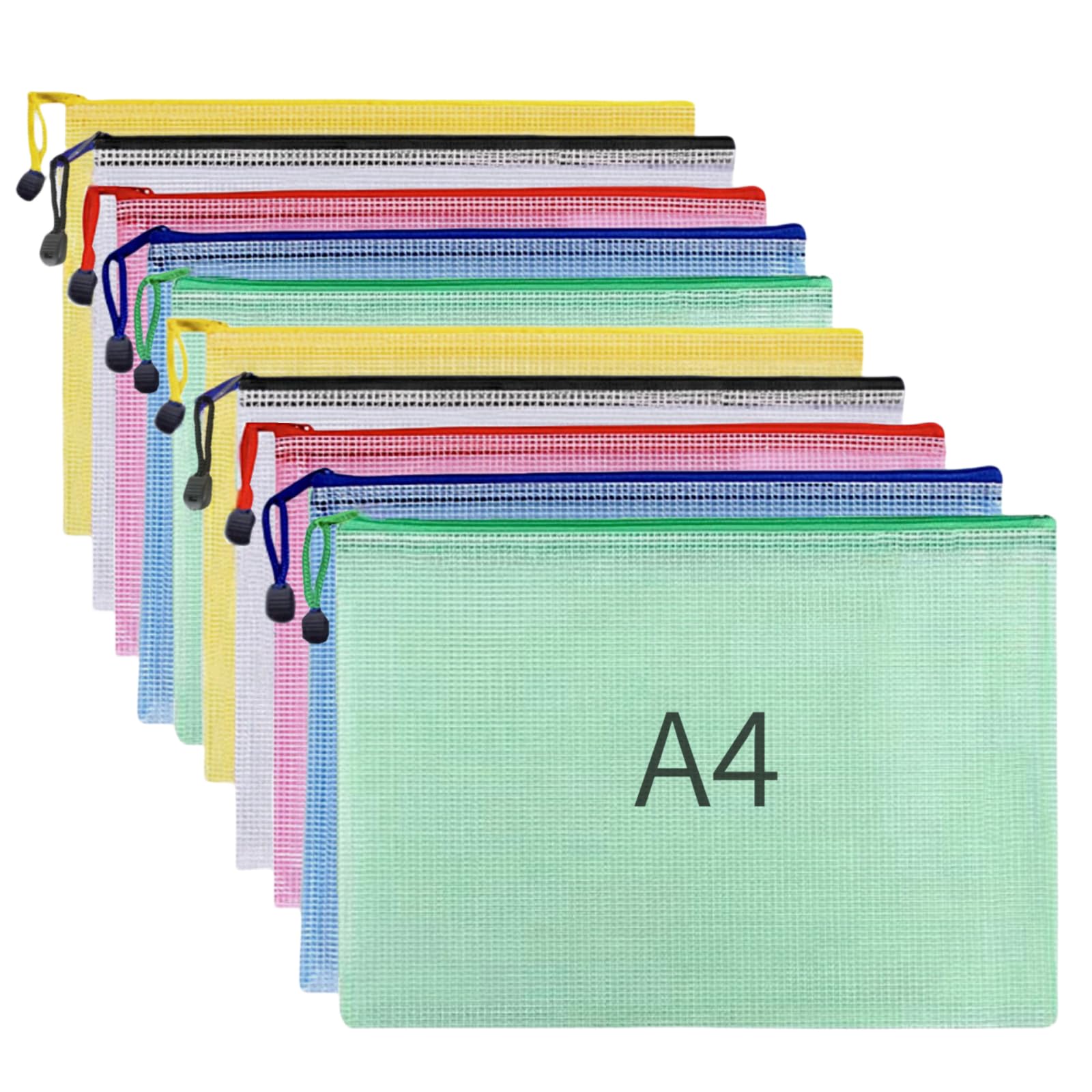 A4 Plastic Wallets 10Pcs A4 Zip Wallets File Folder Zip Lock Bags Document Wallet File Zipper Bags for Office Home School Supplies