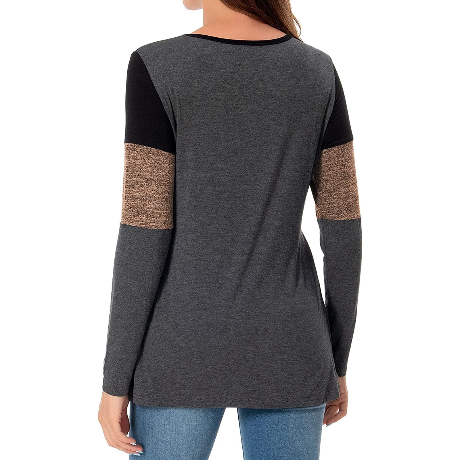 Lot de 2 t-shirts d'allaitement à manches longues et col rond pour femme enceinte