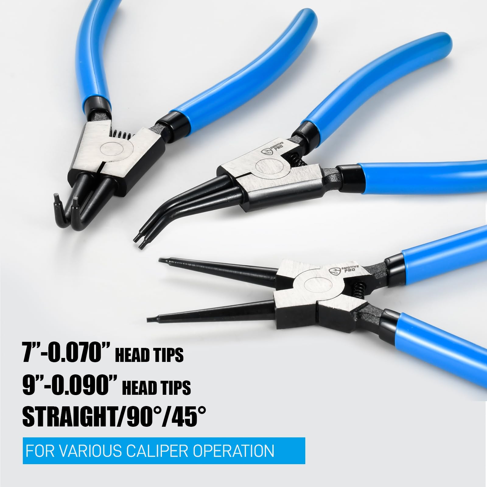 SMOTIVEPRO Set di 8 pinze elastiche professionali per anelli interni ed esterni, 170 e 220 mm, con ganasce dritte, in robusto acciaio al cromo vanadio