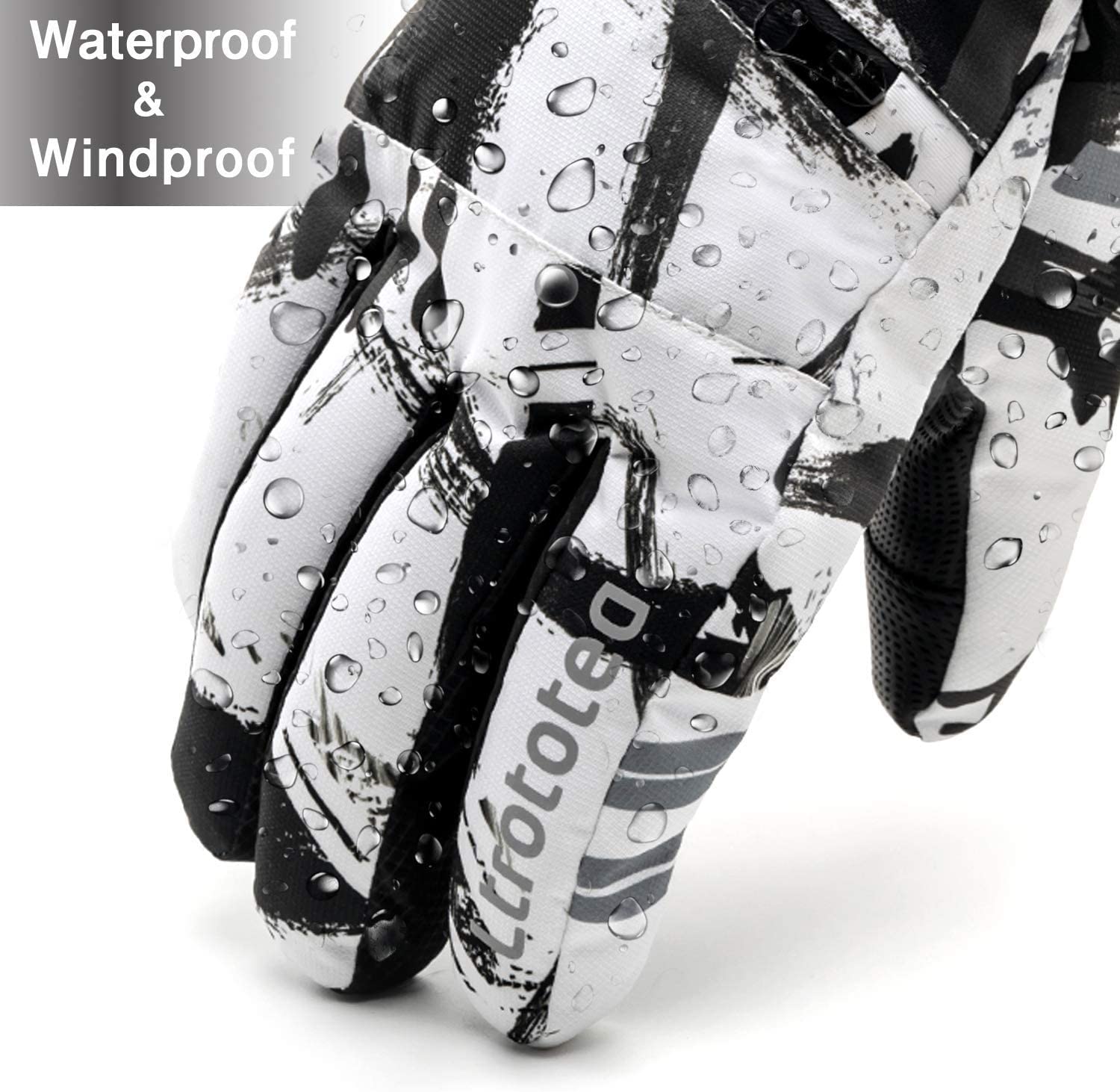 Ltrototea, Guanti da sci fino a -34 °C, guanti da neve touchscreen, invernali, caldi al tatto, impermeabili