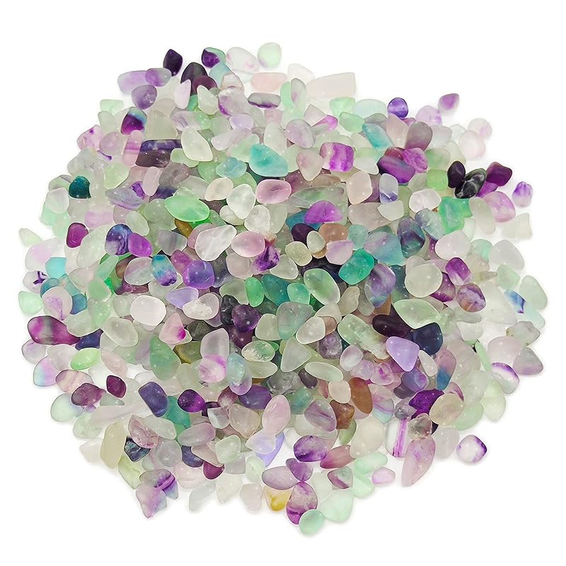 Cascalho Natural Polido Multicolorido de Fluorita para Aquário e Vasos Cerpourt, 0,33 kg