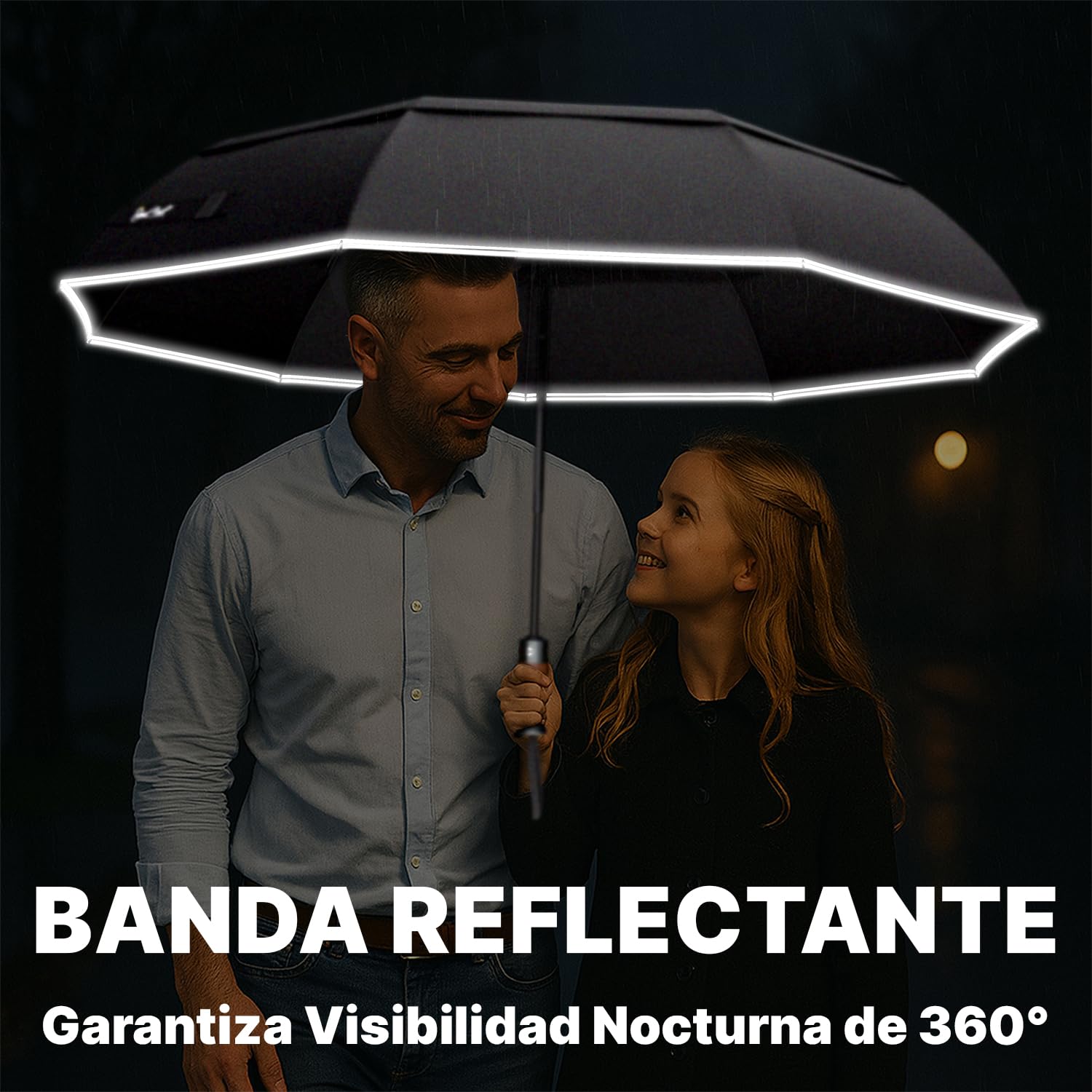 Royal Walk Paraguas de viaje plegable resistente al viento, compacto y fuerte, mango de madera auténtica, apertura automática, doble toldo ventilado para hombres y mujeres, Black, L, Moderno