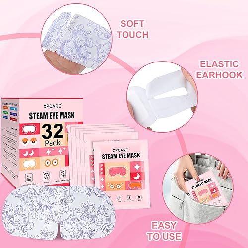 Miniatura 26 de XPCARE Paquete de 32 máscaras de ojos de vapor para ojos secos, máscara de ojos cálida de spa, máscara de ojos desechable con calefacción