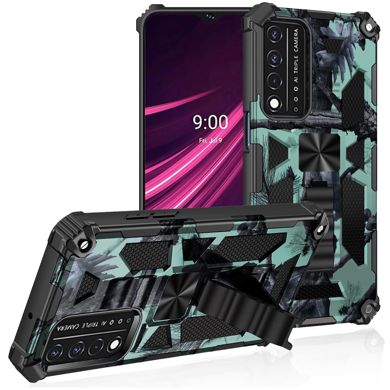 Lokyoo for T-Mobile REVVL V Plus 5G Case, Military Grade, Drop Tested Cover, Built-in Kickstand Compatible with Magnetic Car Mount, Protective Phone