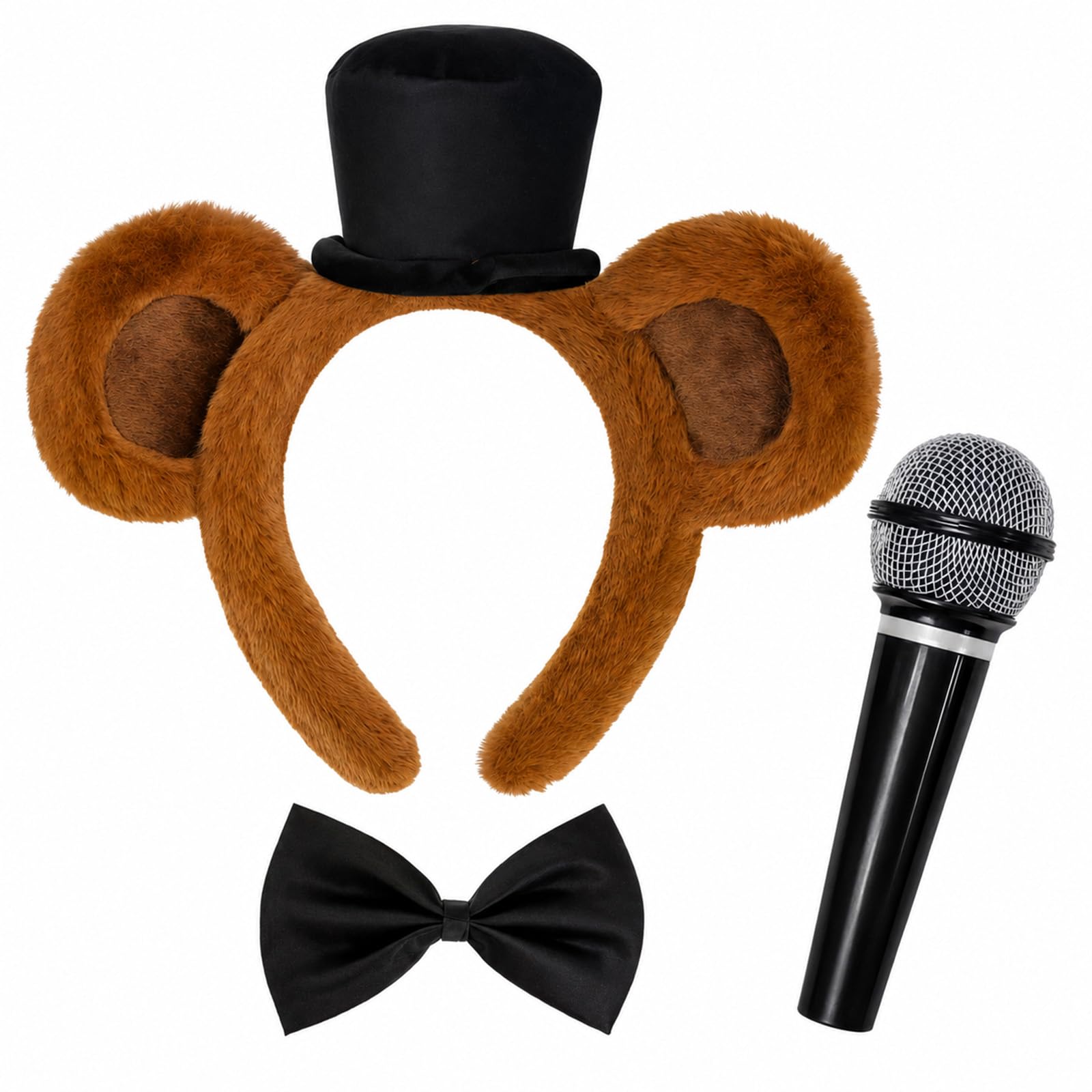 Jidkhfk Bear Ears Headband Adult Costume Set Bow Tie Microphone Halloween