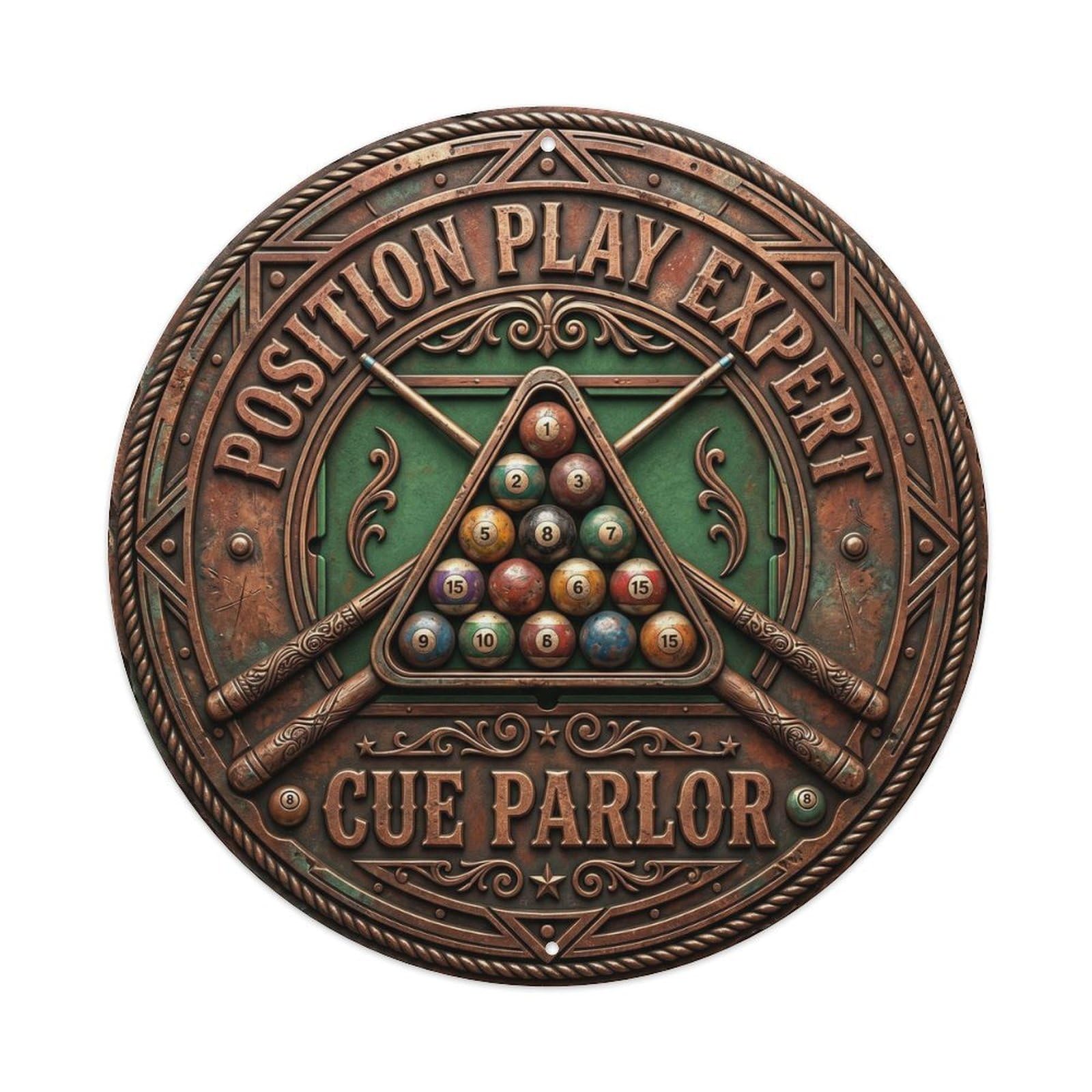 Cwbufd Vintage Style Position Play Expert Cue Parlor Vintage Metal Tin Sign Plaque Wall Decor For Cafe, Club Bar, Office, Garden Metal Poster 8X8inch