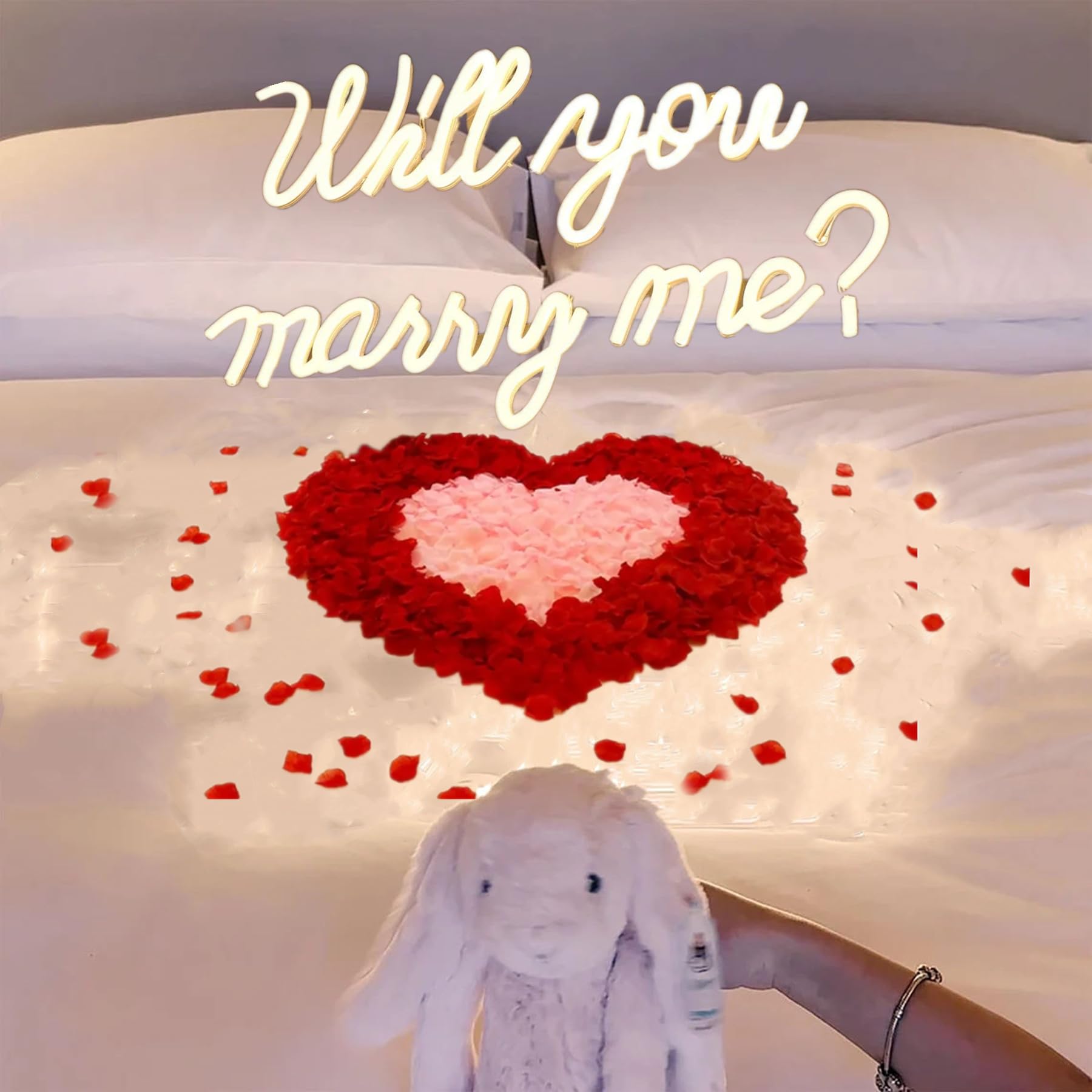 Letrero de neón con texto en inglés «Will You Marry Me» para propuesta de San Valentín, fiesta, boda, decoración de pared, luz LED regulable, luz nocturna de neón grande, alimentada por