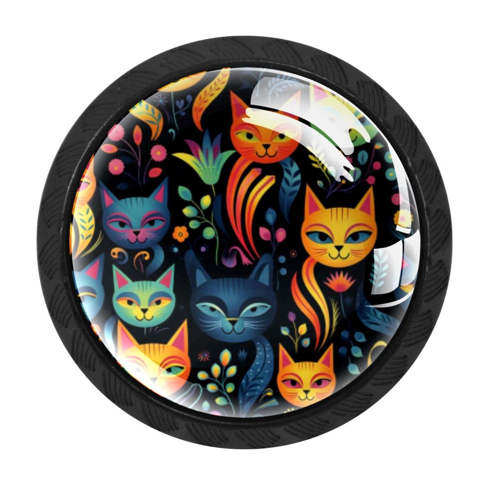 Chenzzzz Multicolored 05 4 Pack Cabinet Handles Black Cat Cabinet Knobs Draw