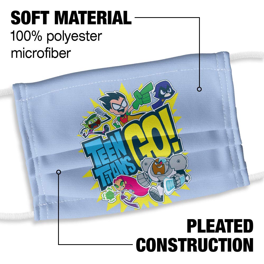 Popfunk Teen Titans Go! Kids Team 1-Ply Reusable Face Mask Covering with Adjustable Nose Wire