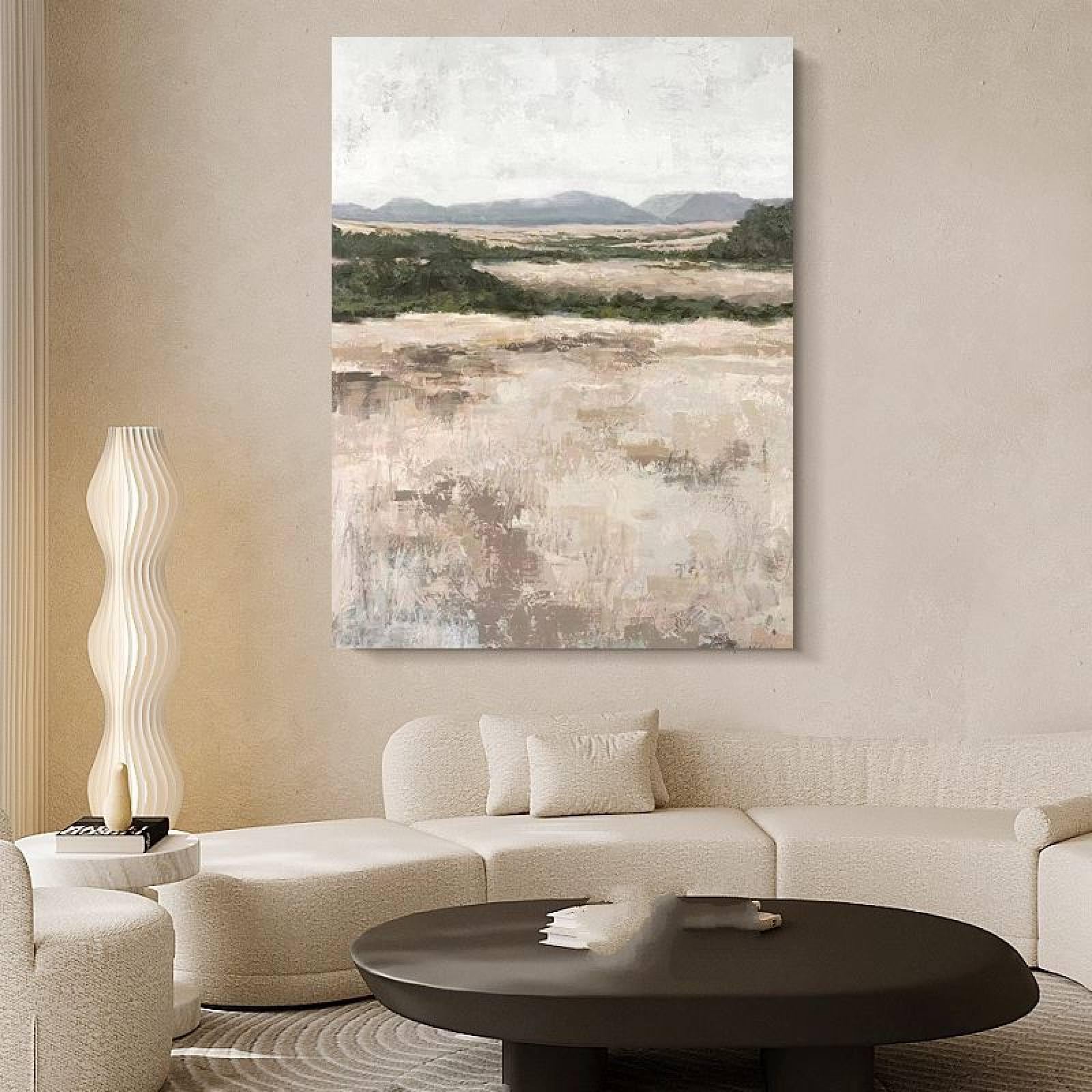 Peinture abstraite de grande taille 100% peinte main texture de prairie sur toile