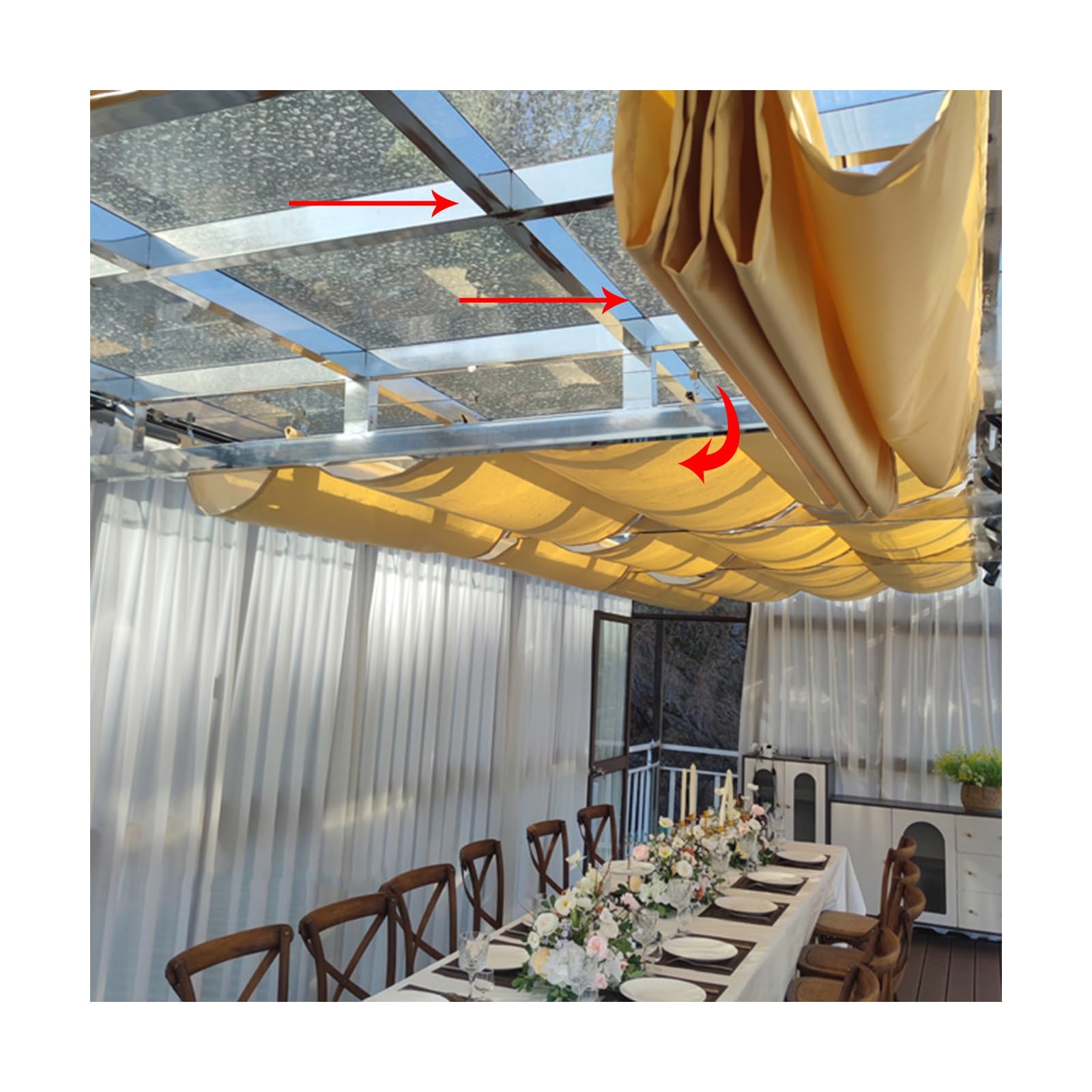 Voile d'ombrage rétractable pour pergola : créez un salon de jardin design et frais