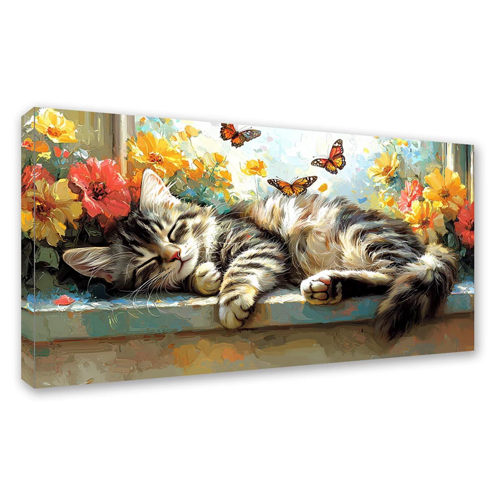 Diamond Painting Adultos Flor Pintura Diamante, Gato Diamond Painting 5D Completo, DIY Cuadrado Cristal Bordado Punto de Cruz Cuadros de Diamantes para Decoracion Hogar, Regalo Mujer 180x90cm 0J-150