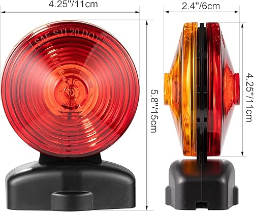 Miniatura 3 de CZC AUTO Luces magnéticas de remolque de 12 V de dos caras rojas y ámbar, kit de luces de remolque magnéticas de 20 pies y 55 libras, luces de freno