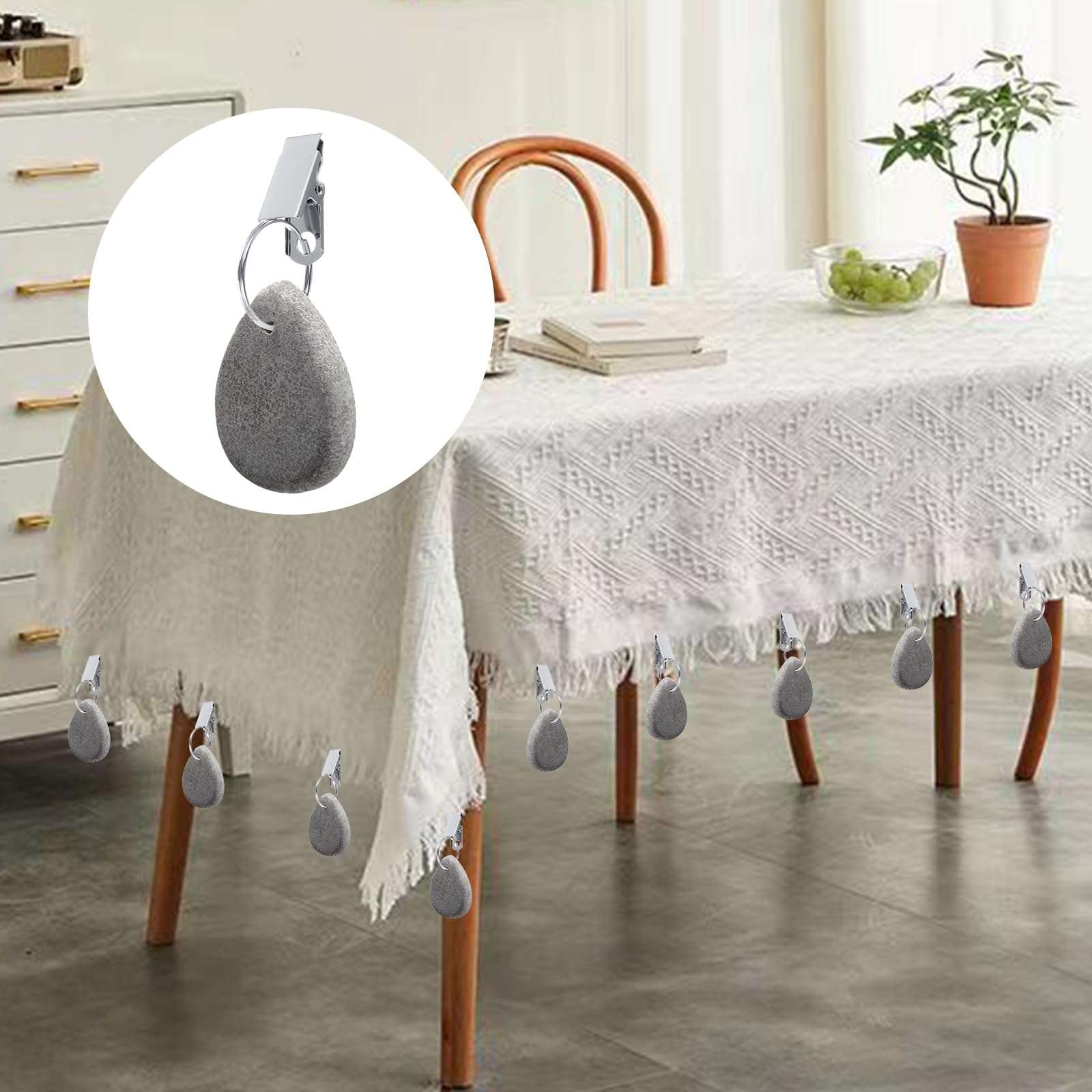 Fermacavola Per Tovaglia - 6 Pezzi Con Clip In Acciaio, Motivo Foglia D'Acero, Per Picnic, Feste All'Aperto, Grigio - Foto 2