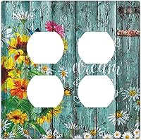Vista 52 de Placa Cubierta de Interruptor de Luz de Palanca Individual con Diseño de Flor Botánica en Tablero de Madera Rústico Estilo Granja - Placa de Pared