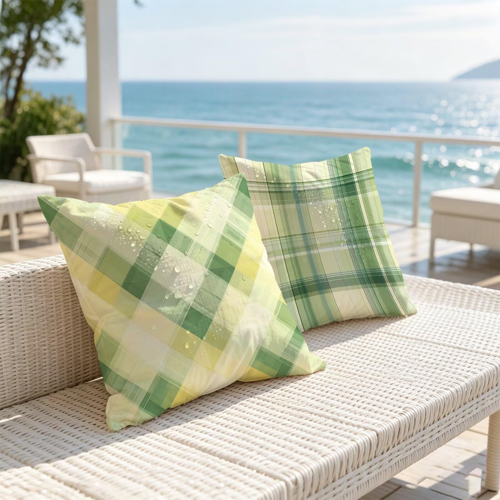 Fundas Cojines 80x80cm Juego de 2, Esmeralda geometría Patrón Fundas de Cojines Exterior Impermeable in Terciopelo, con Cremallera Invisible, Funda Cojin Sofa para Decoración Hogar Dormitorio t9n-308