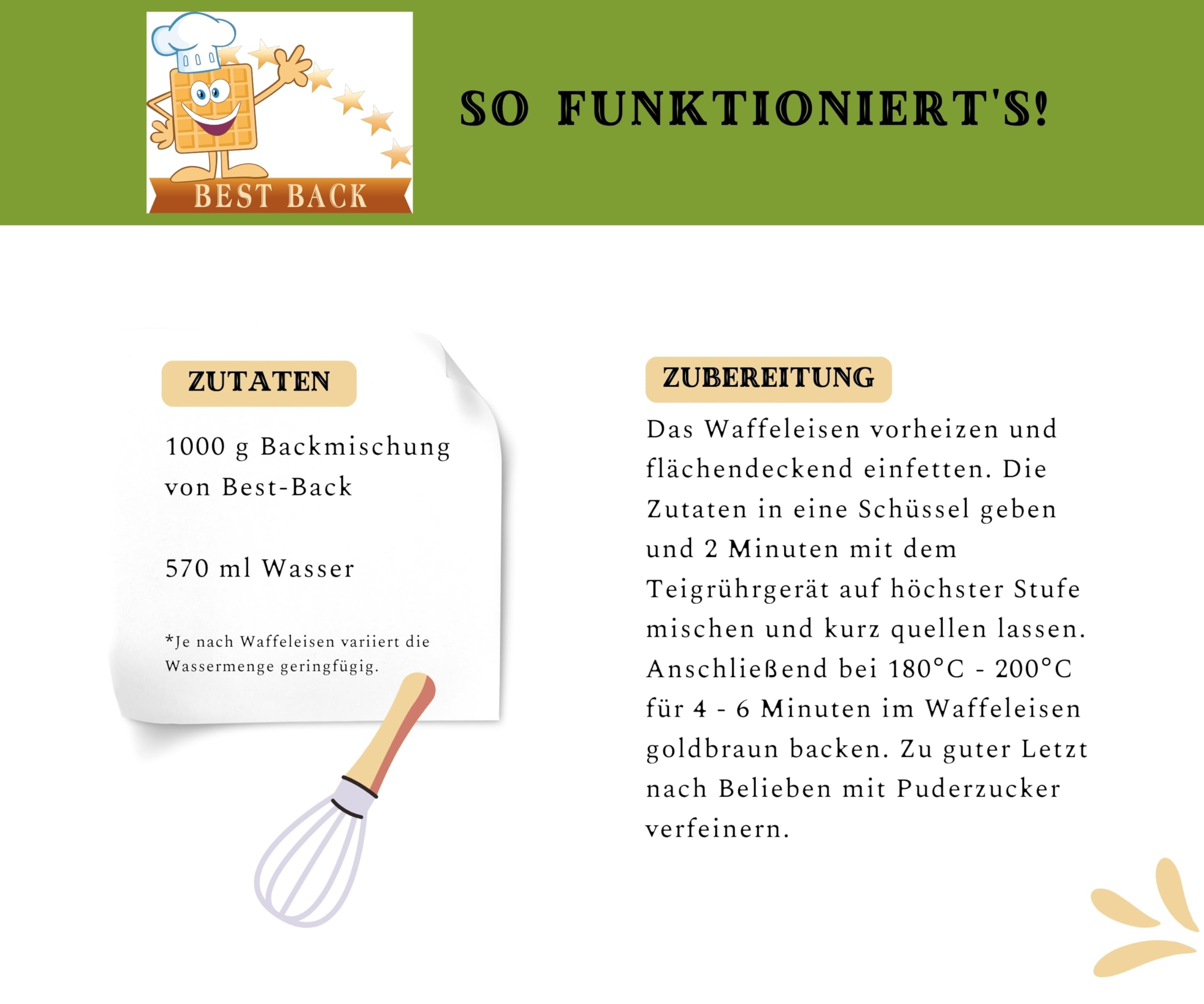 BEST BACK Vegane Waffel Backmischung 5 kg, 5er Pack (1kg)
