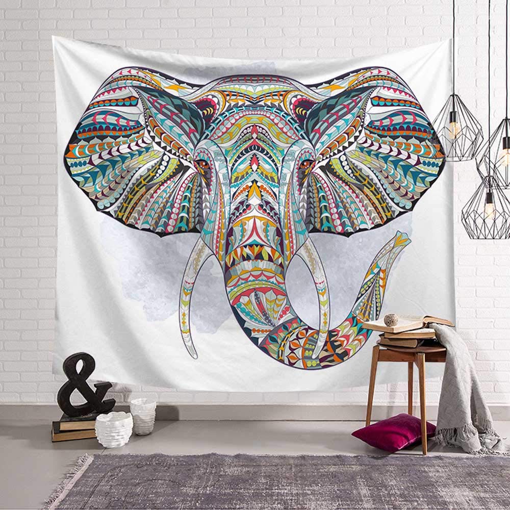 Tapisserie Murale Mandala éléphant – Tissu Décoration Salon, Chambre – 230x180 Cm – Style Indien Bohème