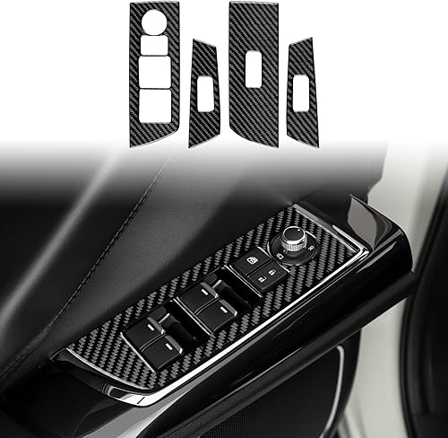 JUPIZEUS Cubierta de marco de botón de elevación de la ventana de la puerta del automóvil, calcomanía para paneles de puerta automática para Mazda