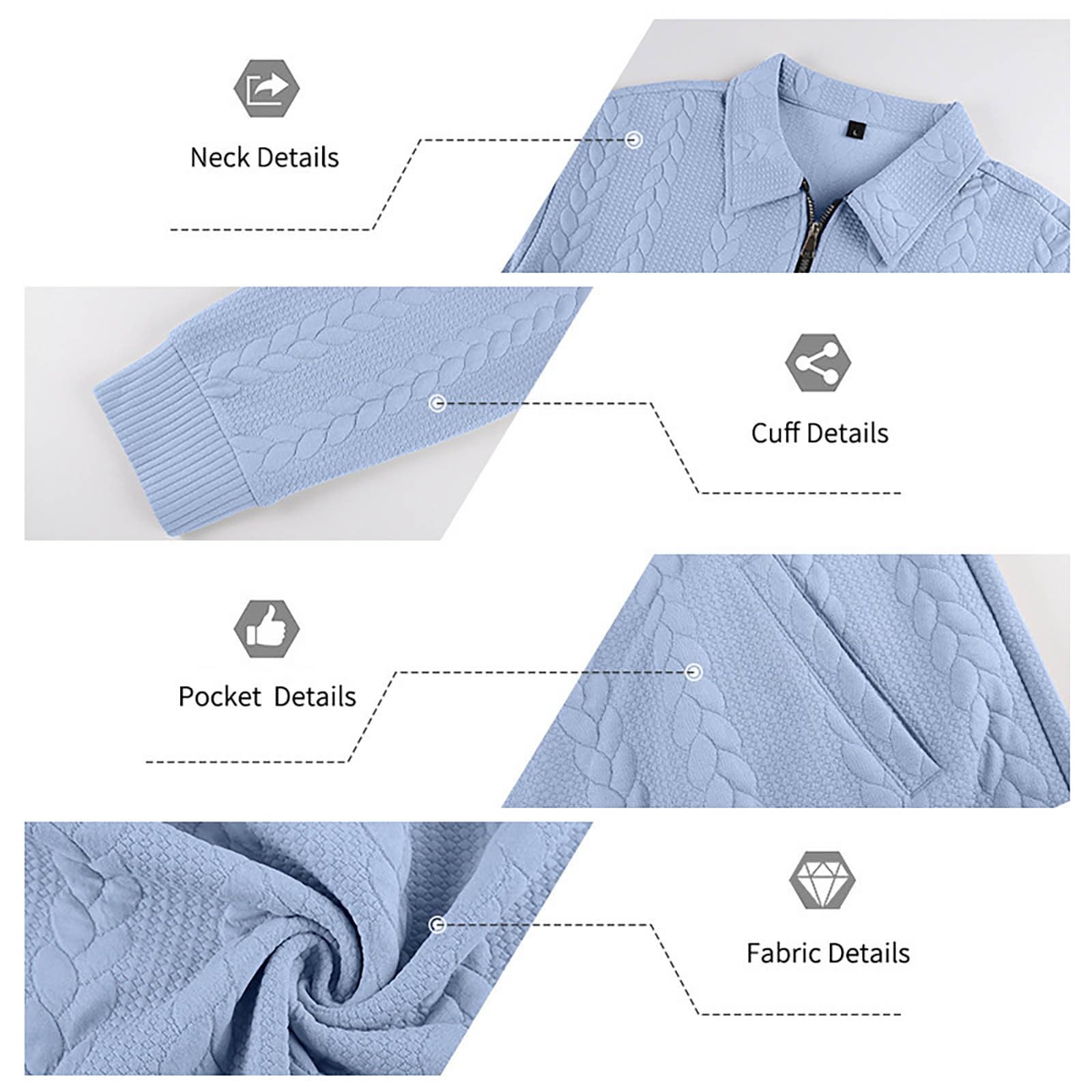 Abrigo de Punto para Hombre con Costuras texturizadas, Manga Larga, Cuello