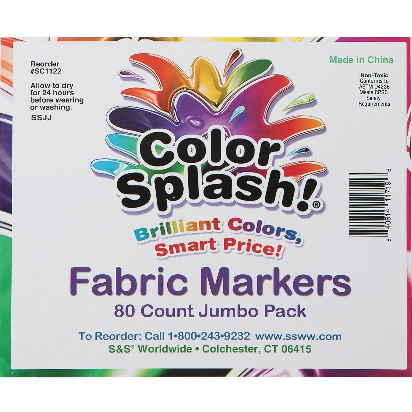 Fabric Markers, Fabric Marker Permanent for T Shirts Clothes Pillow Canvas, Fabric Paint Pens for Kids - No Bleed, Set of 80 Markers in 8 Colors