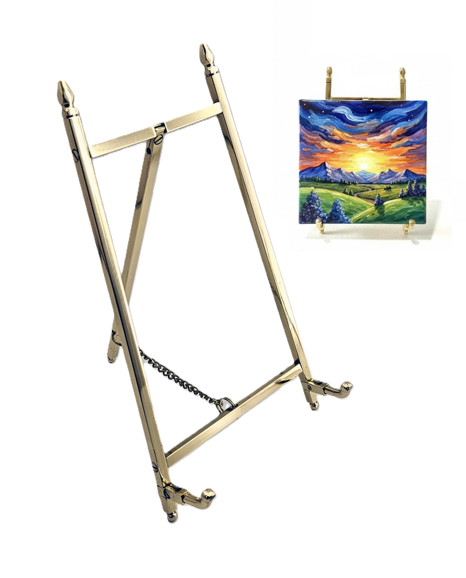 Clearco Brass Table Top Easel, Art Display Easels, Plate Stands For Displays Shows, And Exhibits, 7 Inch