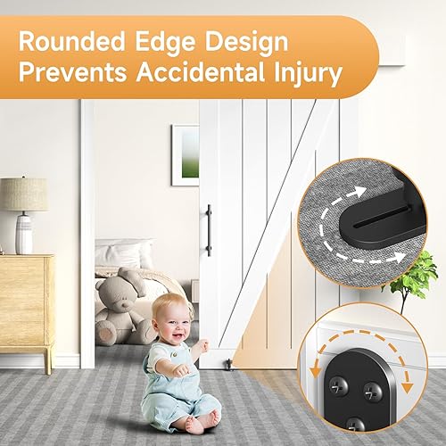 Miniatura 5 de Guía de piso de puerta corrediza de granero, herrajes ajustables para puerta de granero, diseño de fondo plano al ras, diseño de borde redondeado,