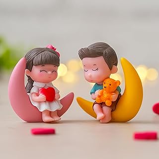 eCraftIndia Romantic Moon Couple Statue Miniature Love Showpiece | Valentine Gift for Girlfriend Boyfriend Husband Wife He Price In India