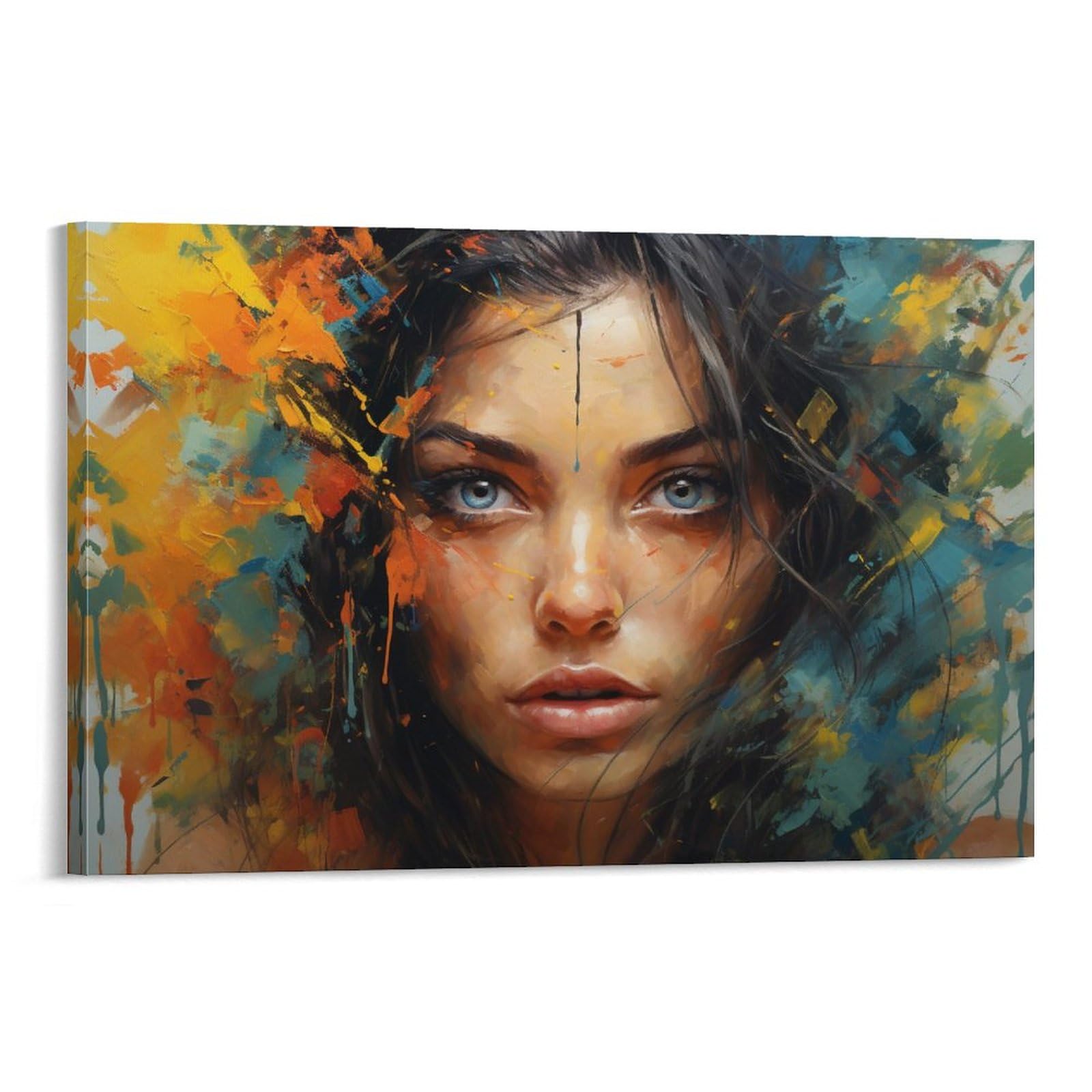 FOCCAR Beautiful Graffiti Face Wall Art Prints Vintage Watercolour Beautiful Woman Pictures on Canvas Poster Wall Decor for Bedroom Home Decorations