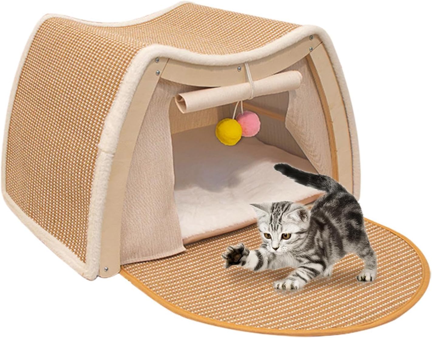 Cat Scratcher House, Sleek, Portable, – Lightweight Durable Elegant Rest Play, Sisal Scratching Board All, Season Bed Indoor Living Room | Multipurpose Outdoor Indoor Utility Functional