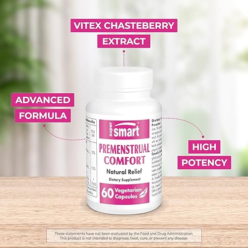 Miniatura 2 de SuperSmart - Comodidad premenstrual (fórmula avanzada) - Suplemento Vitex Chasteberry para mujeres - Vitex Agnus-Castus y vitamina B6 Sin OMG y sin