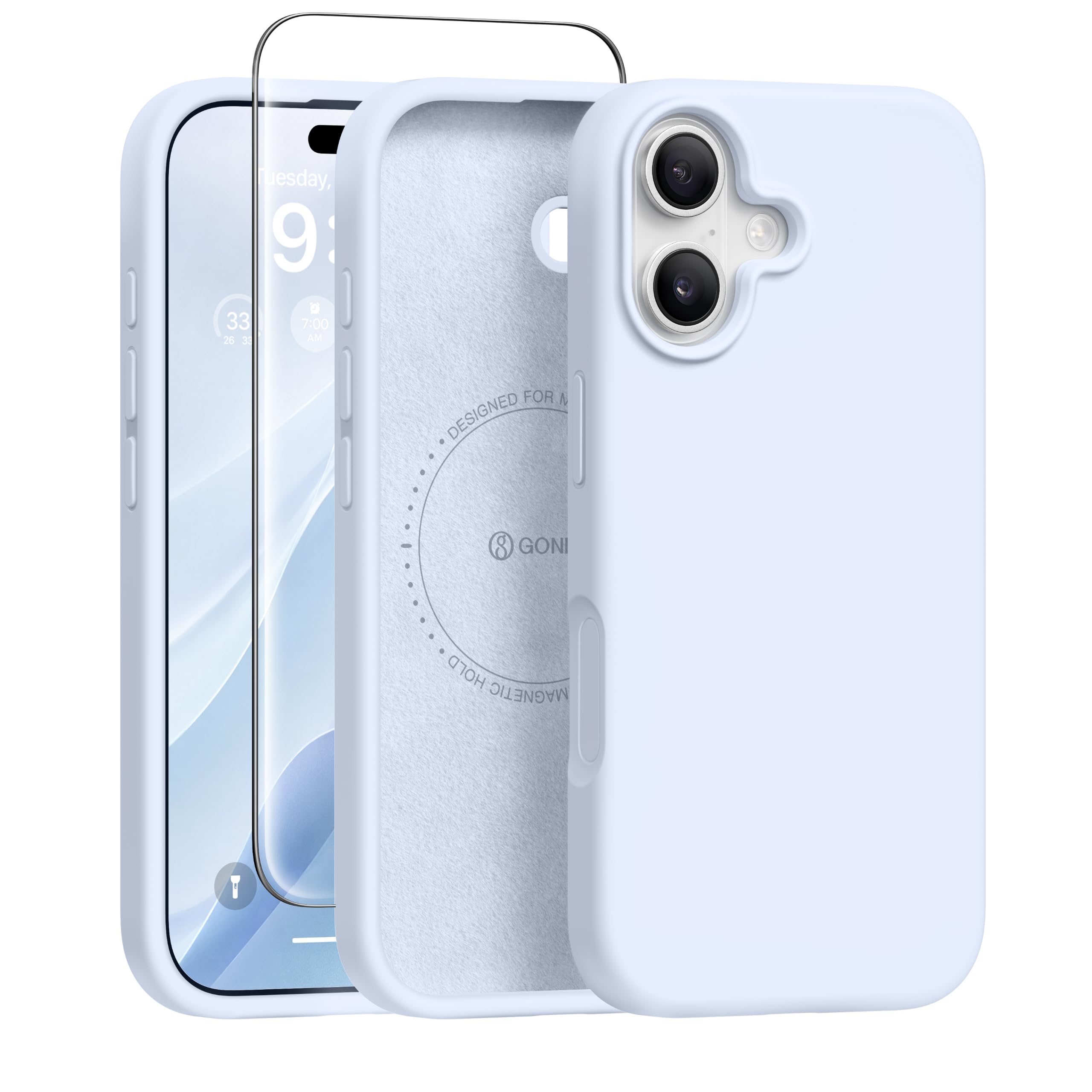 GONEZ Magnetic for iPhone 17 Case, Silicone Cover Baby Blue