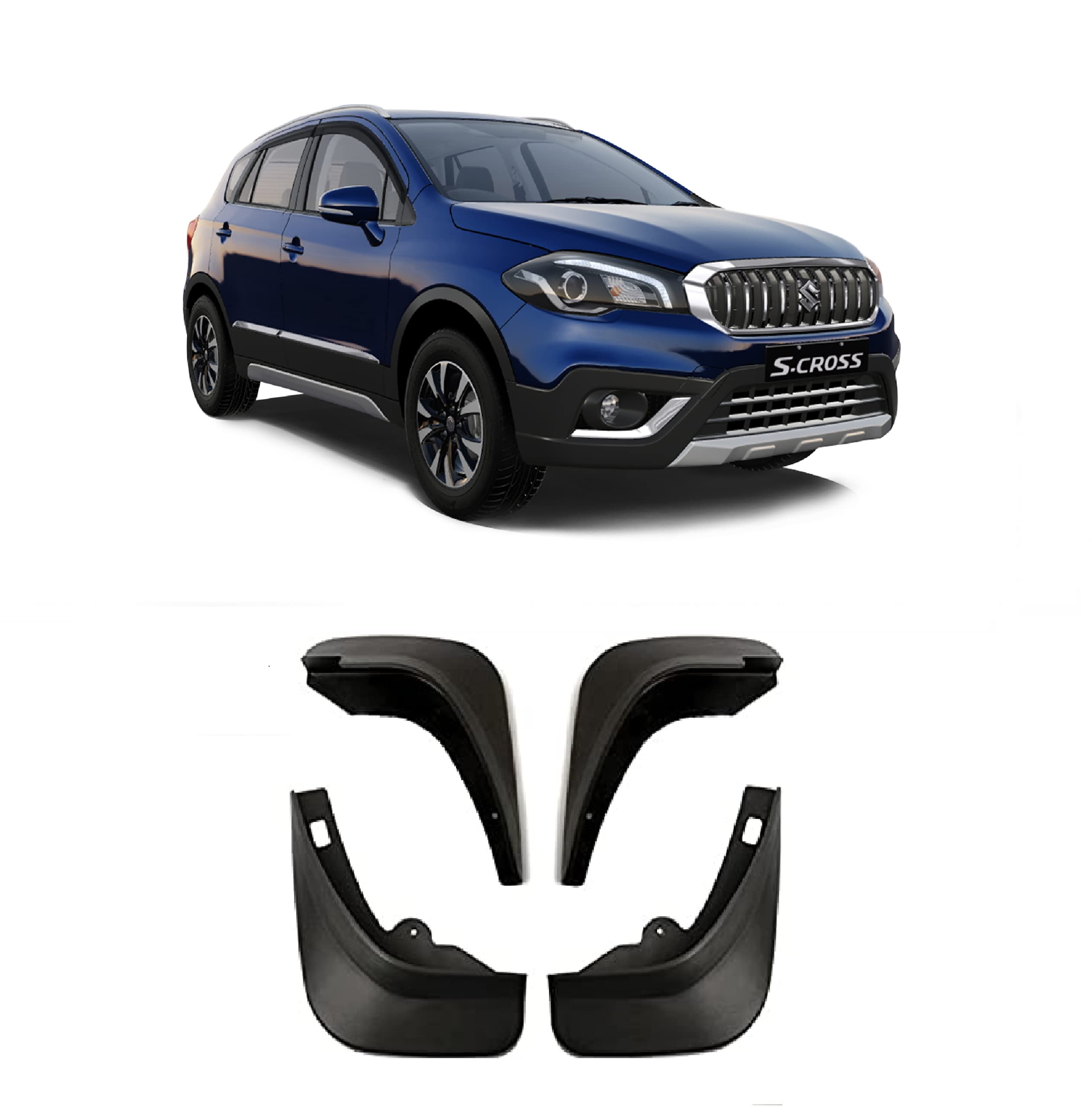 Empica Plastic O.E Type Mud Flaps Car Mud Guard with Allied Accessories Compatible with Maruti Suzuki S Cross Facelift (Set of 4)