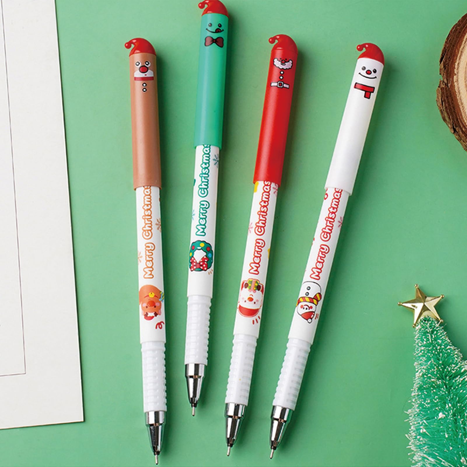 4 Pcs Cute Erasable Pens Cartoon Christmas Gel Pen 0 5mm Black Ink Smooth Writing Pen Kawaii Xmas — view 3