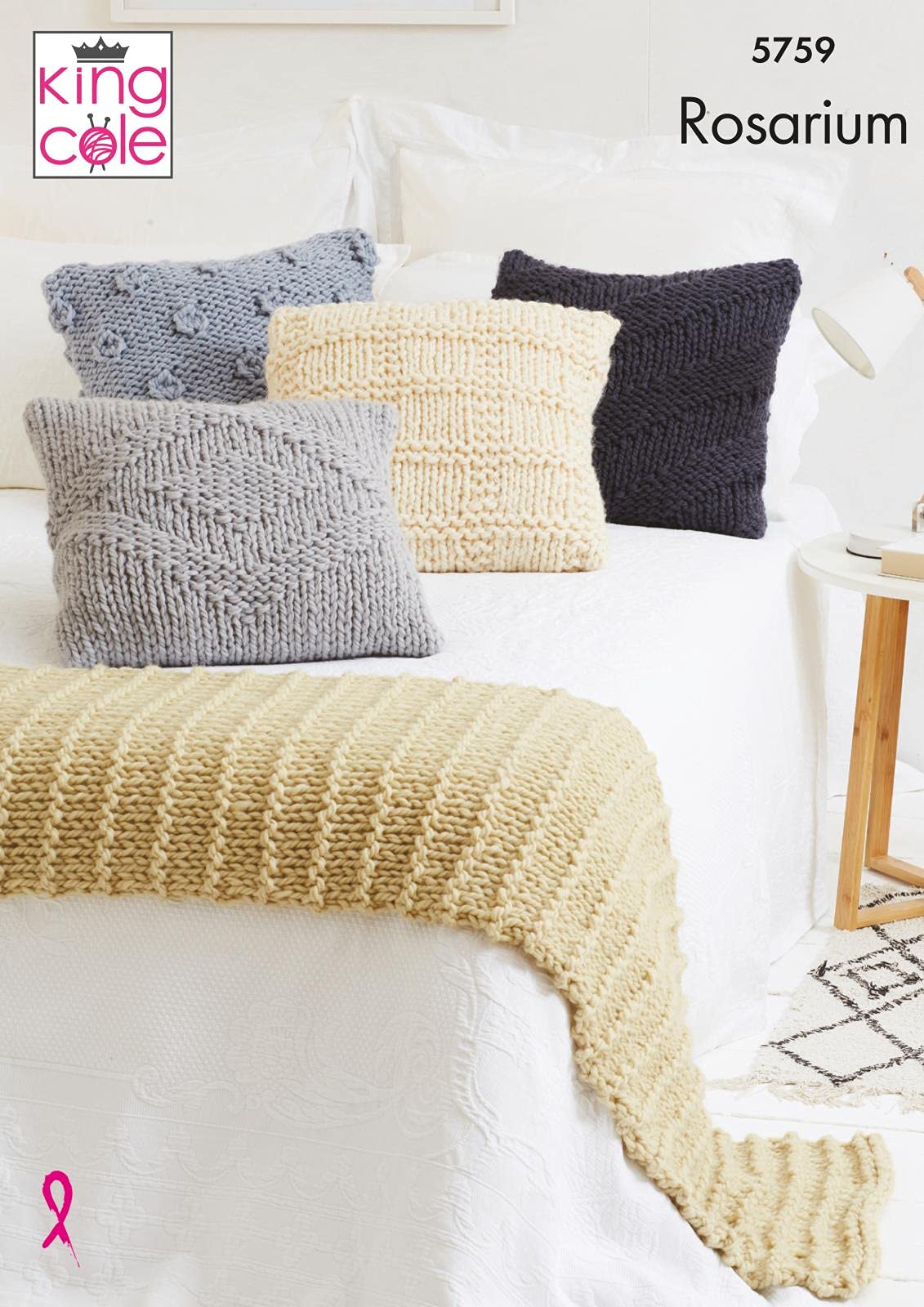 King Cole Home Accessories, Cushions & Runner Knitting Pattern 5759 - Mega Chunk
