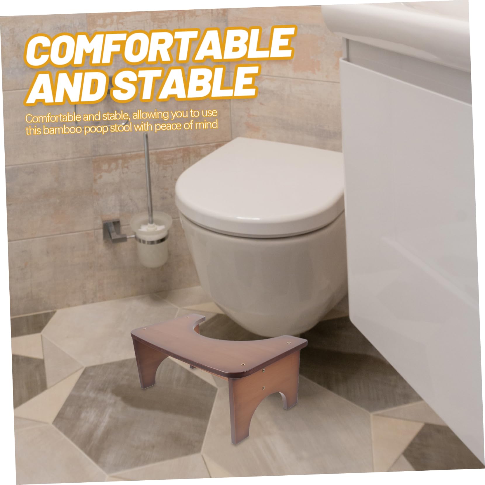 Beavorty Bathroom Stool for Adults Wooden Step Stool Toilet Footstool Small Bench