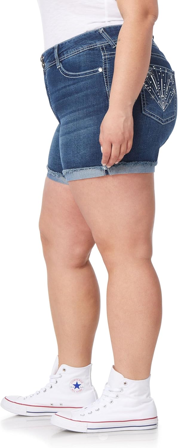 WallFlower Shorts for Women Luscious Curvy Bling Denim 4.5-Inch Mid-Rise Short- Clarke Bling, 16 Plus - Image 4