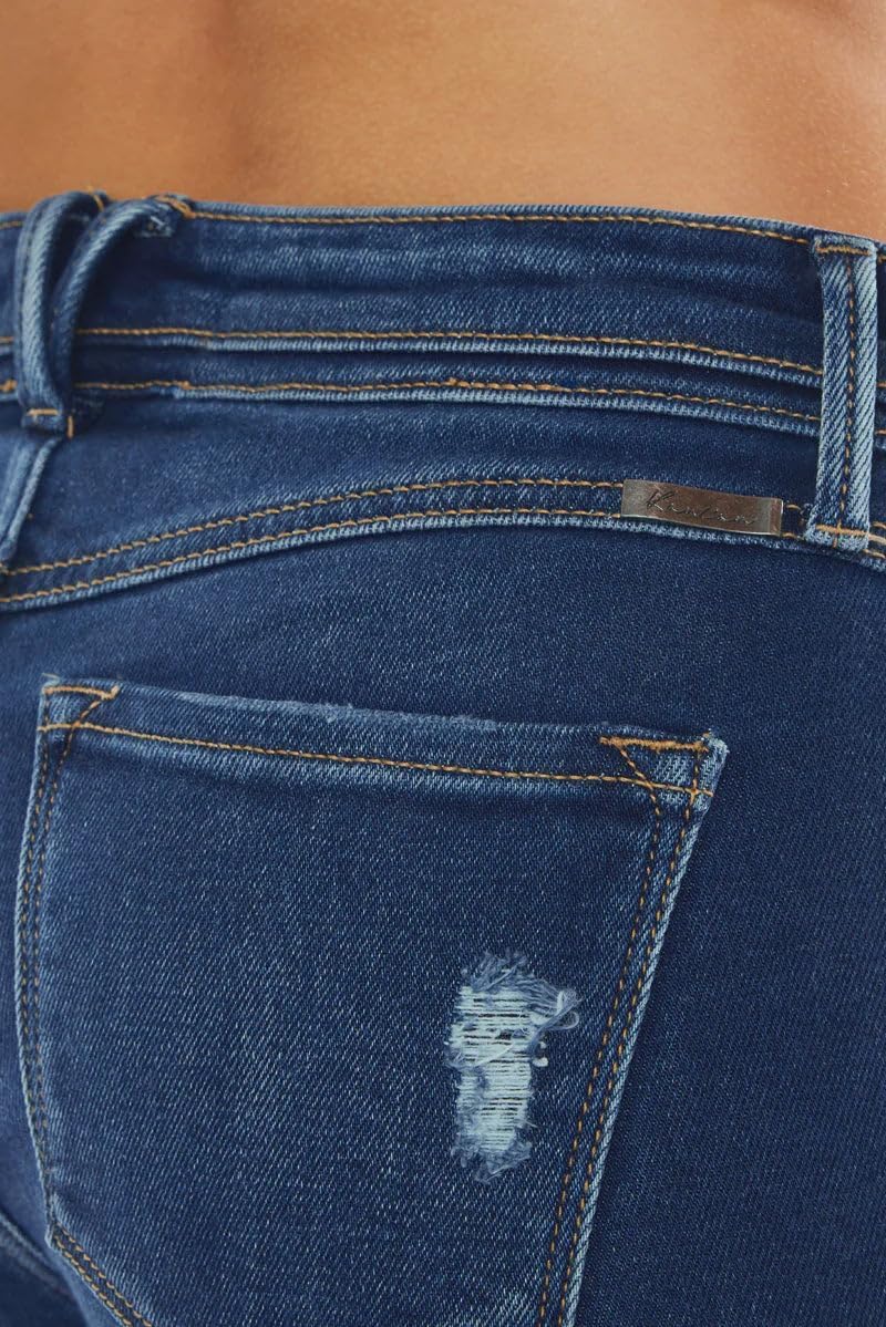 Kancan - Mid Rise Button Fly Distressed Skinny Straight Jeans - (30" Inseam) - KC8599 - Includes Official Tag - DK, Size 24 Darkblue