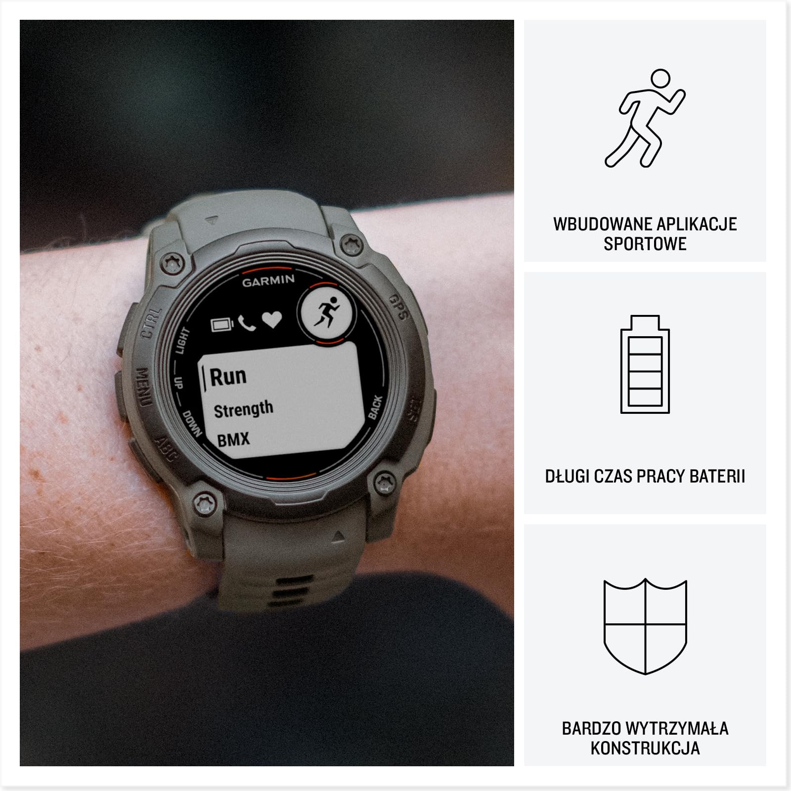 Garmin Instinct E, 40 mm GPS Smartwatch, Black Bezel/Charcoal Band