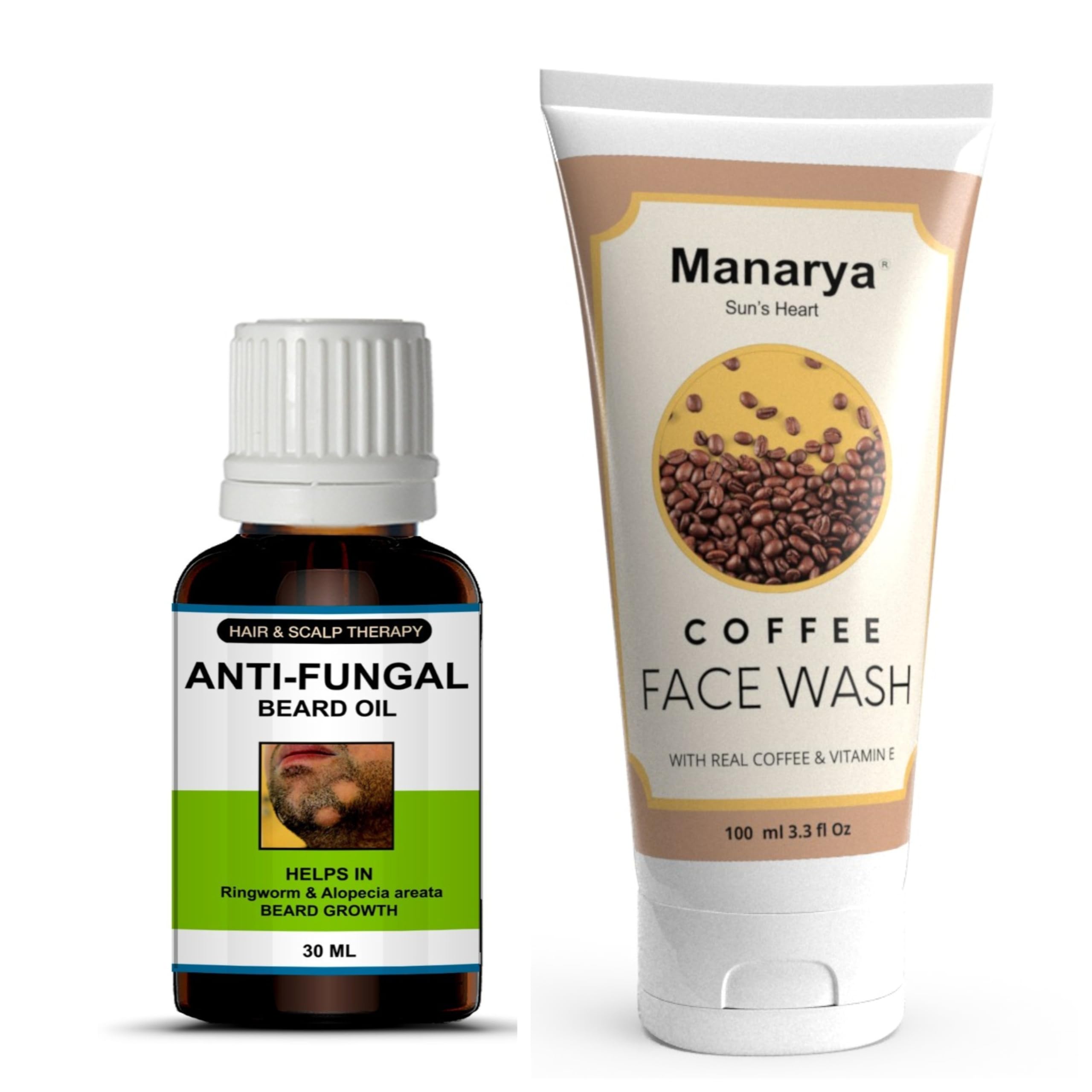 Manarya Sun's Heart Beard Oil and Face Wash Set, 30ml Anti Fungal Oil, 100ml Coffee Face Wash-picture-19