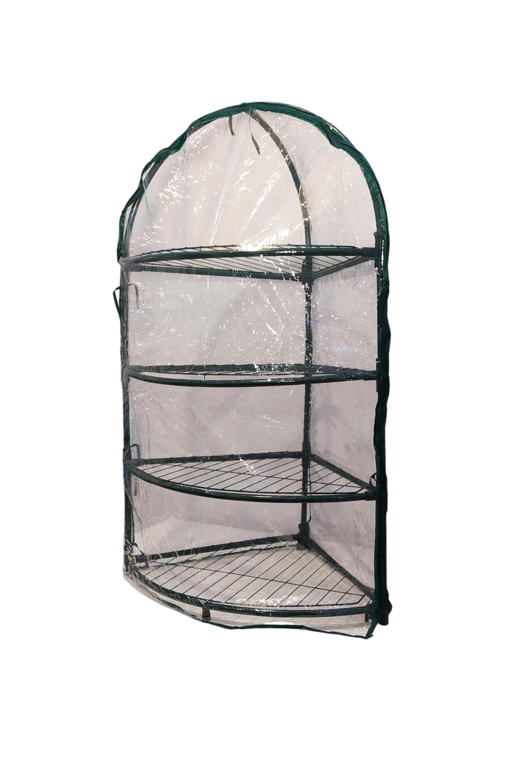SERRA ANGOLARE 4 RIPIANI 60X60X150 CM CON TELO PVC TRASPARENTE E STRUTTURA IN METALLO VERNICIATA VERDE