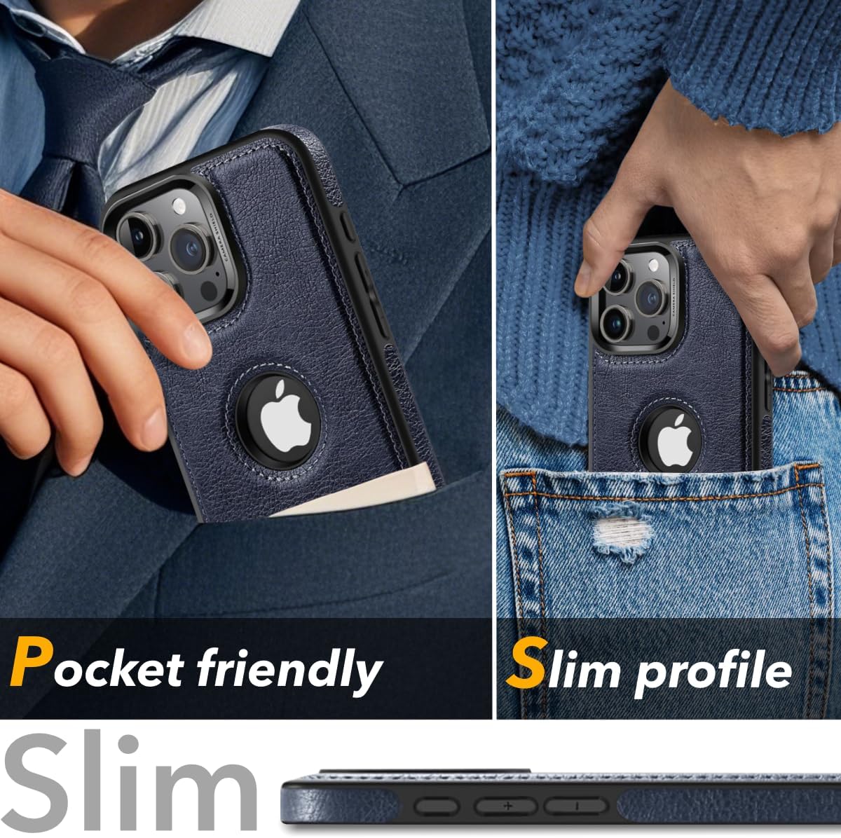 for iPhone 16 Pro Max Leather Case, Built-in Invisible Alloy Stand, Compatible with MagSafe Accessories,【Upgraded】 Strong Magnetic, Kickstand Phone Cover 2024 6.9 Inch (Blue) - Image 7