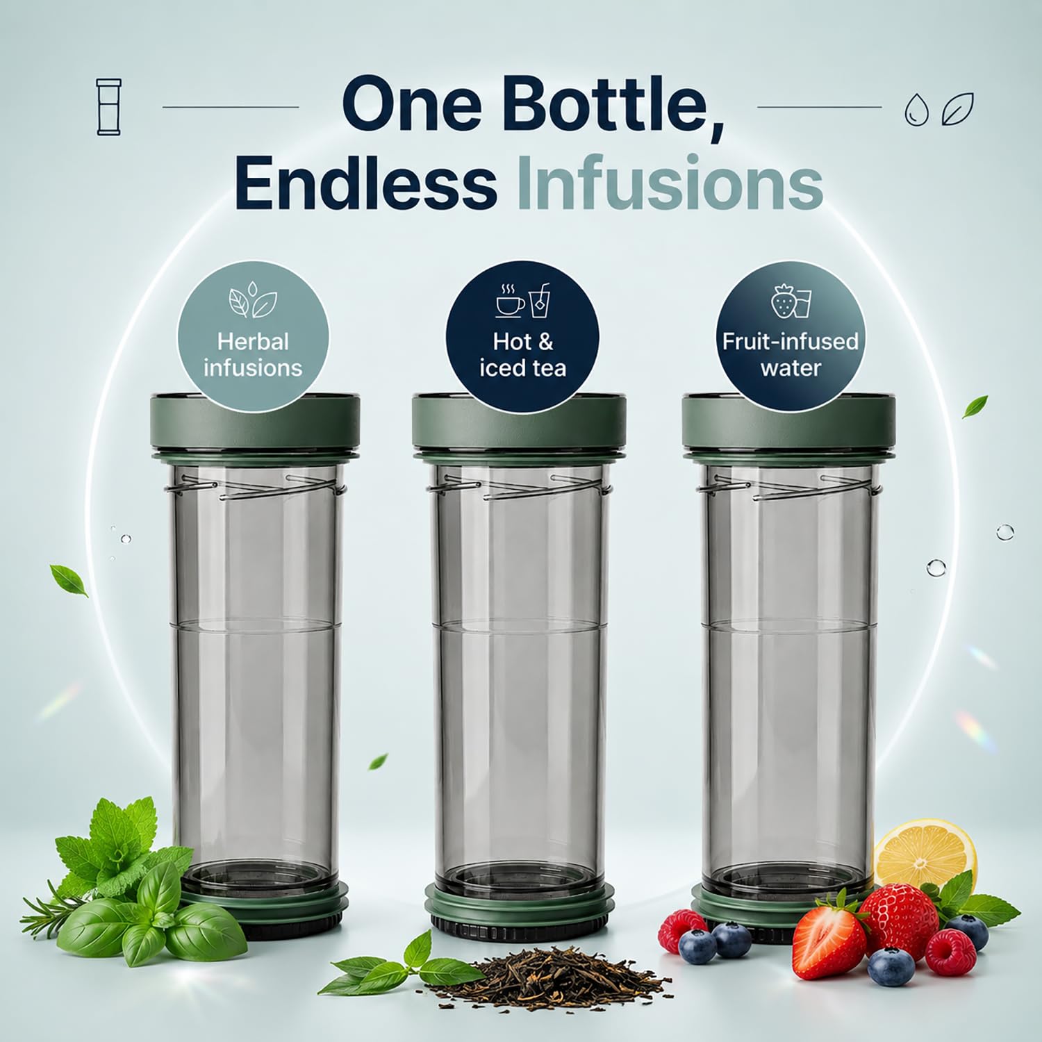 Viva Scandinavia Ricarica tazza termica caffè da asporto, il coltello svizzero sotto flaconi thermos con filtri da caffè e tè rimovibili, materiale di alta qualità durevole, impermeabile, menta 0,46L