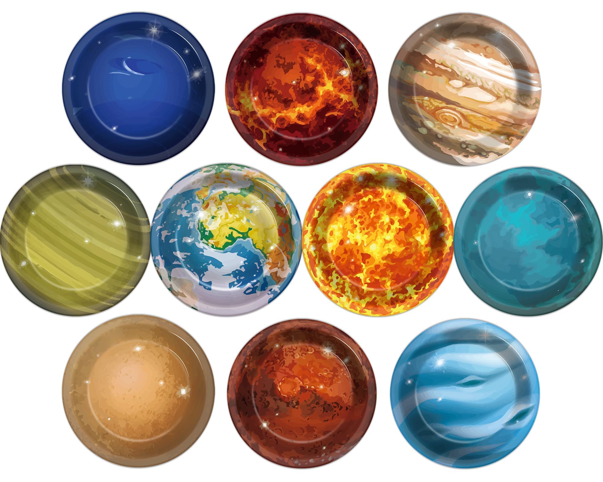 50Pcs Solar System Party Plates Outer Space Theme Party Supplies Galaxy Party Planet 7 Inch Dessert Paper Plates for Kids Space Solar System Planets