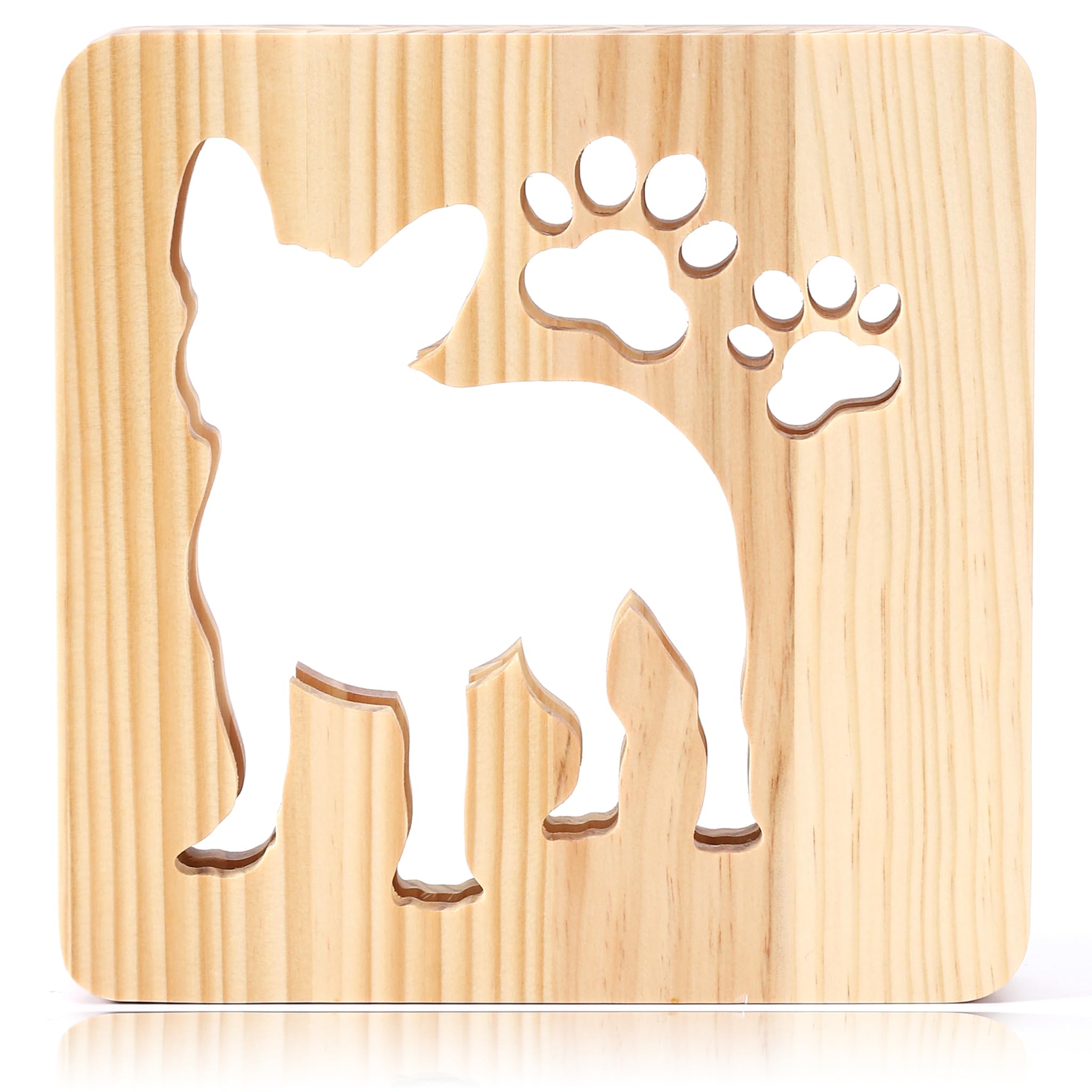 Carved Wood Night Lights 3D Dog Breeds USB Night Light Desk Lamp Cute Kids Wooden LED Light for Home Bedroom Decor and Gifts (French Bulldog)