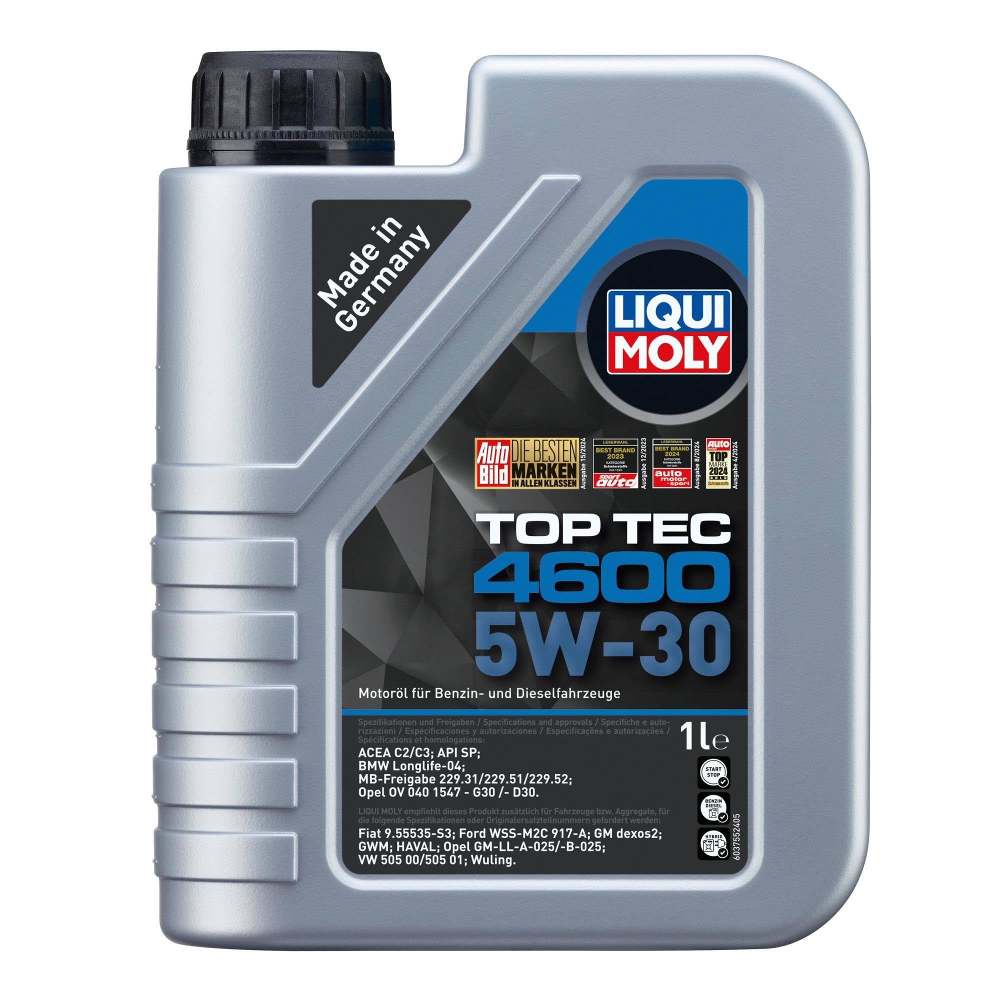 Inspektionspaket enthält 9 L Motoröl Top Tec 4600 5W-30 Ölfilter Luftfilter Innenraumfilter Kraftstofffilter für Grand Cherokee IV WK WK2 3.0 CRD V6 4x4