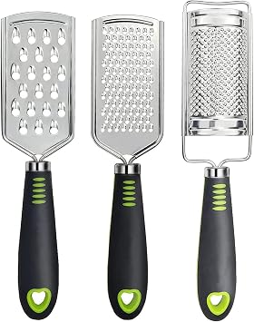 Cheese Grater Set Lemon Zest Grater, Kitchen Food Grater for Parmesan, Ginger, Garlic, Nutmeg, Fruits, Vegetables, Dishwasher Safe