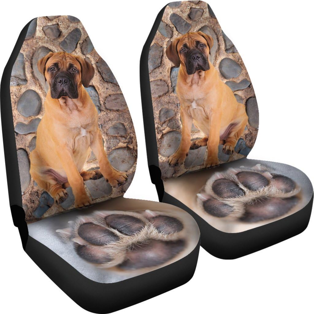 Bullmastiff Dog with Paw Print Car Seat Covers