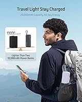 Vista 4 de CUKTECH 45W Power Bank 20000mAh, Portable Travel Charger Built-in USB C Cable, Fast Charging Battery Pack for iPhone 16/15/14/13, iPad, Samsung