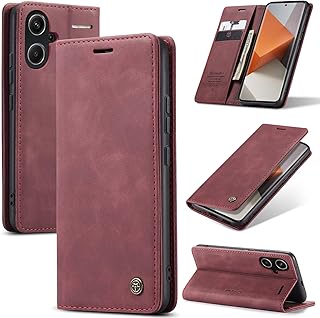 Phone Case Compatible with Redmi Note 13 Pro Plus 5G Luxury PU Leather Design 2 Flip Cover Card Slot Holder Cover Compatible with Redmi Note 13 Pro Plus 5G (Red)